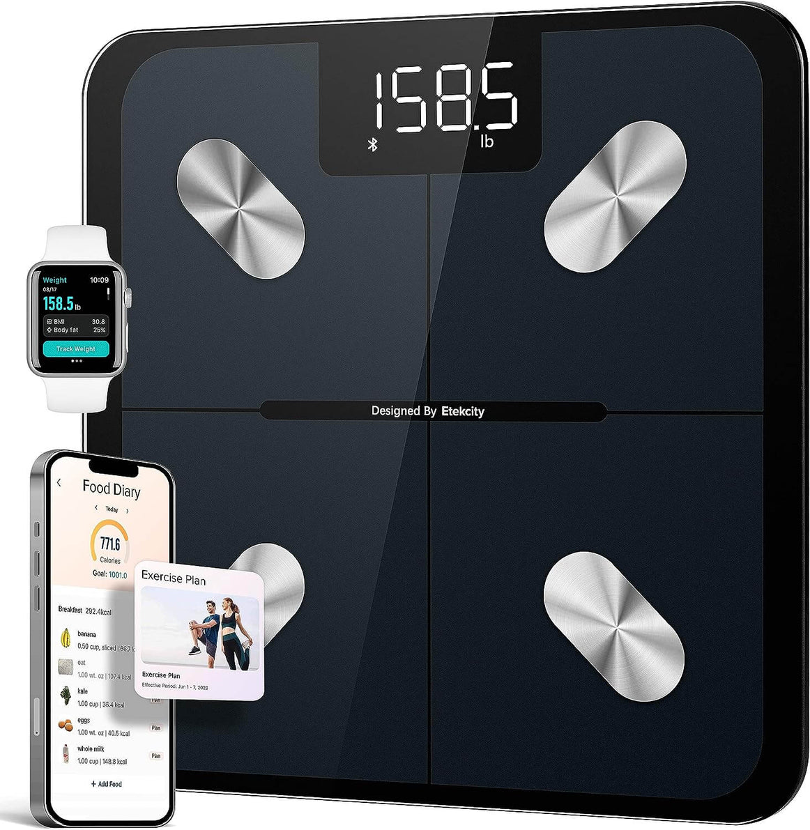 Etekcity Scale for Body Weight FSA HSA Store Eligible, Smart Bathroom Digital Weighing Machine for Fat BMI Muscle Composition, Accurate Bluetooth Home Use Health and Fitness Equipment for People