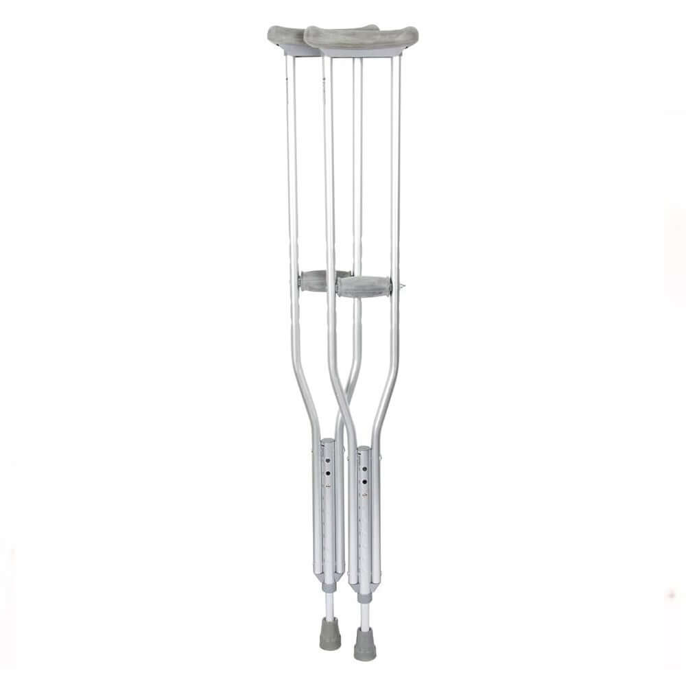 BodyMed Aluminum Crutches, Adult, Medium, 5' 2"โ5' 10" โ Pair of Lightweight, Height Adjustable Crutches โ Includes Padded Underarm Cushions, Hand Grips, & Rubber Tips โ Max. Weight Capacity 300 lb