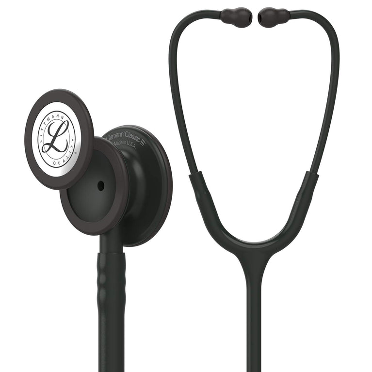 3M 5803 Littmann Classic III Black Edition Chestpiece Monitoring Stethoscope, 27" Black Tube
